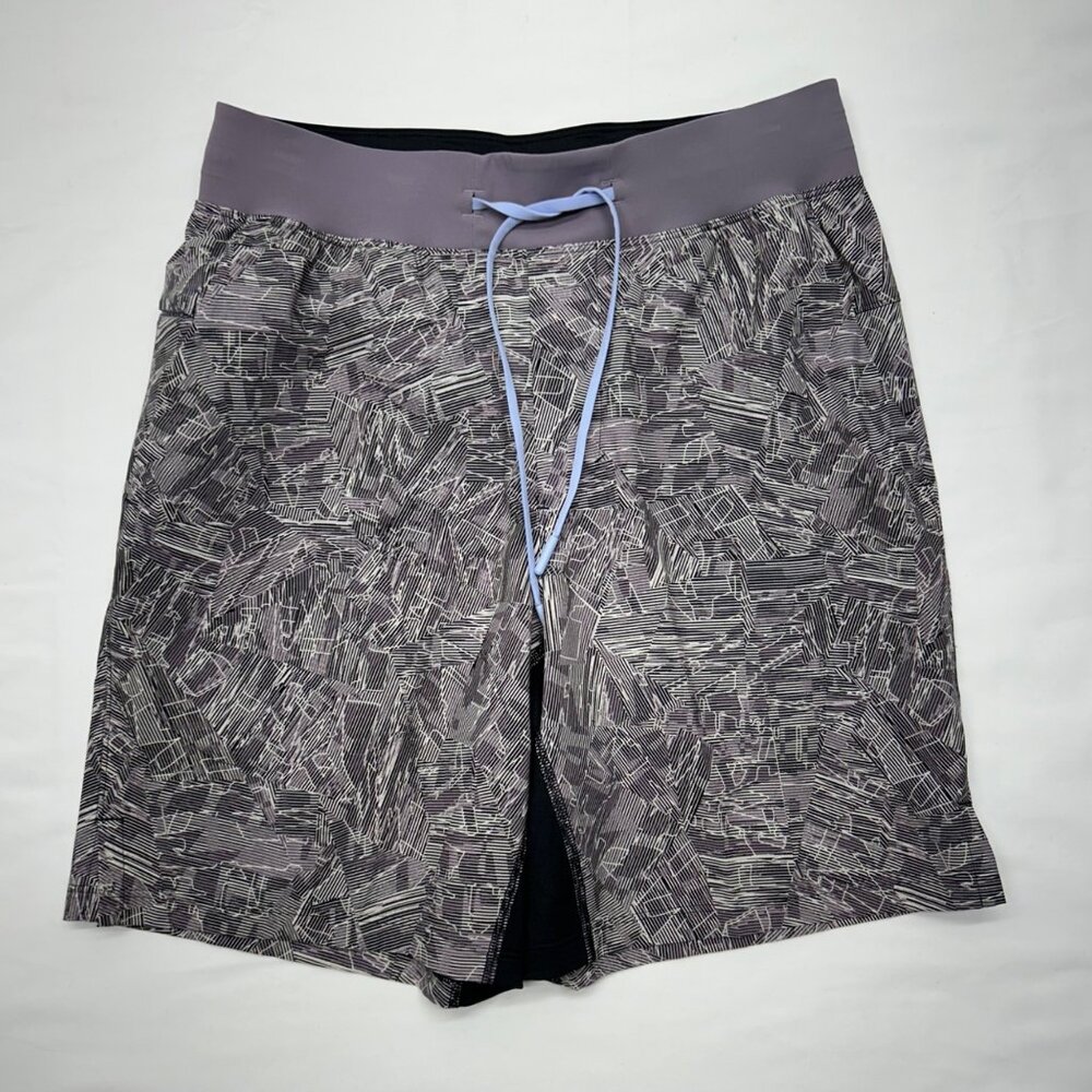 LULULEMON Men's T.H.E. Linerless Shorts S Parallel Divide Dusky Lavender Pattern